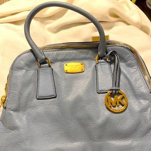 Authentic NWT Michael Kors blue satchel leather handbag with gold hardware